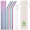 Metal Straws Drinking Straws 10.5" Stainless Steel Straws Reusable 8 Set - Ultra Long Rainbow Color-Cleaning Brush For 20/30 Oz For Yeti