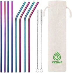 Metal Straws Drinking Straws 10.5" Stainless Steel Straws Reusable 8 Set - Ultra Long Rainbow Color-Cleaning Brush For 20/30 Oz For Yeti -KitchenAid Shop 51HuGrCPHPL. AC