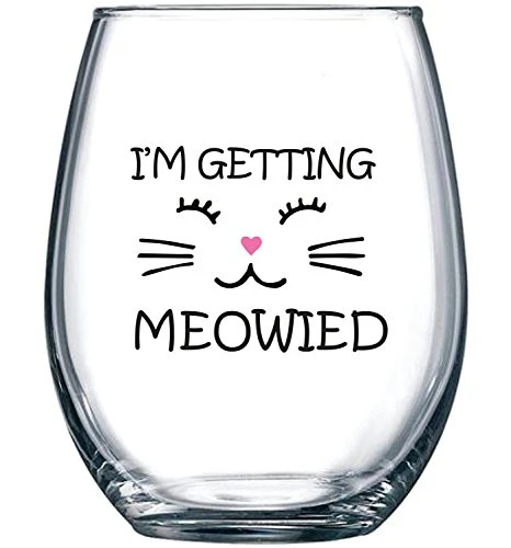 I'm Getting Meowied Funny Wine Glass 15oz - Unique Wedding Gift Idea For Fiancee, Bride, Bridal Shower Gifts - Engagement Party Or Christmas Gift For Her - Evening Mug 3 I'm Getting Meowied Funny Wine Glass 15oz - Unique Wedding Gift Idea For Fiancee, Bride, Bridal Shower Gifts - Engagement Party Or Christmas Gift For Her - Evening Mug
