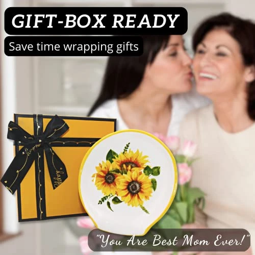 Sunflower Kitchen Decor - Sunflower Spoon Rest, Ceramic Spoon Rest For Stove Top | Large Spoon Rest For Kitchen Counter | Farmhouse Kitchen Utensil Holder Spoon Holder | Sunflower Gifts For Women 6 Sunflower Kitchen Decor - Sunflower Spoon Rest, Ceramic Spoon Rest For Stove Top | Large Spoon Rest For Kitchen Counter | Farmhouse Kitchen Utensil Holder Spoon Holder | Sunflower Gifts For Women - Image 4