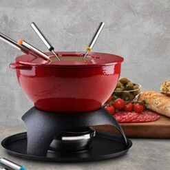 Artestia 11-Piece Cast Iron Fondue Set With Adjustable Burner 6 Colored Forks, 5-Cup Red Cheese Fondue Pot, Perfect For Chocolate, Caramel, Meat, 4-6 Person 15 Artestia 11-Piece Cast Iron Fondue Set With Adjustable Burner 6 Colored Forks, 5-Cup Red Cheese Fondue Pot, Perfect For Chocolate, Caramel, Meat, 4-6 Person -KitchenAid Shop 51HwdcWsetL