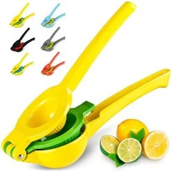 Metal 2-In-1 Lemon Lime Squeezer - Hand Juicer Lemon Squeezer - Max Extraction Manual Citrus Juicer