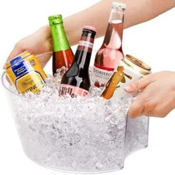 Cedilis 6 Liter Acrylic Ice Bucket, Clear Champagne Bucket Chille, Oval Wine Bucket, Drink Cooler Bucket, Beverage Storage Tub For Champagne, Beer Bottles, Drinks, Bar And Parties -KitchenAid Shop 51I3bHDs5JL