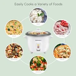 RC-006NST Maxi-Matic Electric Rice Cooker With Non-Stick Inner Pot Makes Soups, Stews, Grains, Cereals, Keep Warm Feature, 6 Cups Cooked (3 Cups Uncooked), White -KitchenAid Shop 51I4fvdEJwL