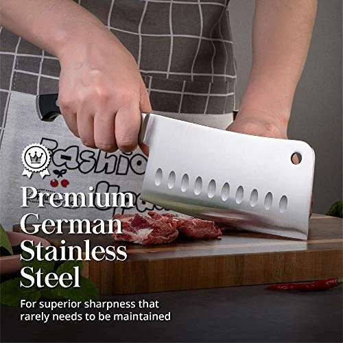Kitchen Cleaver Knife Set - Stainless Steel Professional Blade & Bone Cutting Cleaver Knife - Sharp Butcher Knife - Best For Professional Chefs With Dual Sharpener & Edge Guard Cover 4 Kitchen Cleaver Knife Set - Stainless Steel Professional Blade & Bone Cutting Cleaver Knife - Sharp Butcher Knife - Best For Professional Chefs With Dual Sharpener & Edge Guard Cover - Image 2