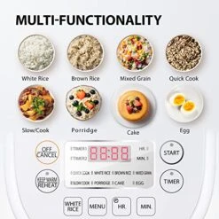 Toshiba Small Rice Cooker 3 Cup Uncooked – LCD Display With 8 Cooking Functions, Fuzzy Logic Technology, 24-Hr Delay Timer And Auto Keep Warm, Non-Stick Inner Pot, White -KitchenAid Shop 51I8aibeKnL