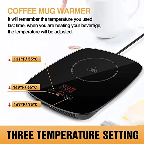 Coffee Mug Warmer - Coffee Cup Warmer With 3 Temperature Setting , Adjustable Temperature Beverage Warmer With Auto Shut Off ,Coffee Gifts (Without Mug) 4 Coffee Mug Warmer - Coffee Cup Warmer With 3 Temperature Setting , Adjustable Temperature Beverage Warmer With Auto Shut Off ,Coffee Gifts (Without Mug) - Image 2