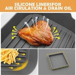2 Pcs Air Fryer Silicone Pot Square, Bkbkday 8 Inch Silicone Air Fryer Liners Basket Food Safe Reusable For 5 QT Or Bigger Pot With Heat-proof Silicone Mitts Gloves -KitchenAid Shop 51IVmWG0lPL