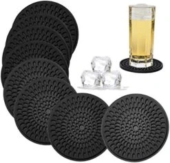 Colorful Coasters For Drinks Absorbent, Rubber Drink Coaster Set, Silicone Rainbow Coasters For Kids Coffee Table Desk, 4.3 Inch Oval Shape Deep Tray Pot Holder Trivet (Set Of 6) -KitchenAid Shop 51IZKqksNmL. AC