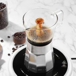 Moka Stovetop Espresso Maker,Crystal Glass-top & Aluminum Espresso Moka Pot,Classic Italian Coffee Maker,120ml(3cup) -KitchenAid Shop 51Ic3wFFtqL