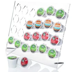 Acrylic K Cup Holder For Counter Clear Modern Coffee Pods Holders - 24 K Cup Storage Organizer Stand For Home, Office, Kitchen Counter - Elegant Keurig Pod Holder Gift.