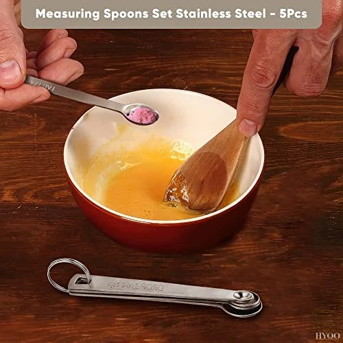 Measuring Spoons Set Stainless Steel - 5Pcs Dry Measure Spoons Liquid Teaspoon Measure Coffee Measuring Spoon - Small Spoons For Spice Jars Baking Items Cooking Spoon Sets For Kitchen With Hold Ring 4 Measuring Spoons Set Stainless Steel - 5Pcs Dry Measure Spoons Liquid Teaspoon Measure Coffee Measuring Spoon - Small Spoons For Spice Jars Baking Items Cooking Spoon Sets For Kitchen With Hold Ring - Image 2