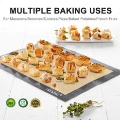 Silicone Baking Mat - Nonstick Large Baking Mat Set Of 3-2 Half Sheets Mats (11 5/8" X 16 1/2") + 1 Quarter Sheets - Extra Thick Reusable Bakeware Mats For Cookies, Pastry, Bread, Bun, Fondant -KitchenAid Shop 51IeyZXbP8L