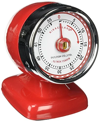 KIKKERLAND Vintage Streamline Kitchen Timer, Red 3 KIKKERLAND Vintage Streamline Kitchen Timer, Red