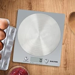 Salter Alter Digital Kitchen Weighing Scales - Slim Design Electronic Cooking Appliance For Home / Kitchen, Weigh Food Up To 5kg Aquatronic For Liquids Ml And Fl. Oz. 15Yr Guarantee - Silver -KitchenAid Shop 51IkUWsFX1L