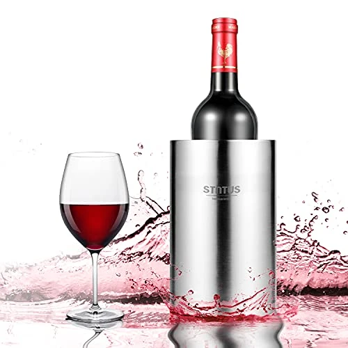 Wine Chiller Bucket, STUTUS Stainless Steel Double Wall White Wine Bottle Cooler Bucket, Insulated Champagne Beer Ice Bucket 4 Wine Chiller Bucket, STUTUS Stainless Steel Double Wall White Wine Bottle Cooler Bucket, Insulated Champagne Beer Ice Bucket - Image 2