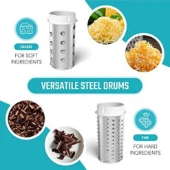 Professional-Grade Rotary Grater - 2 Stainless Steel Drums - Grate Or Shred Hard Cheeses, Chocolate, Nuts, And More - Award-Winning Design And Heavy-Duty Build Quality Lasts A Lifetime! -KitchenAid Shop 51Iy17bEQLL