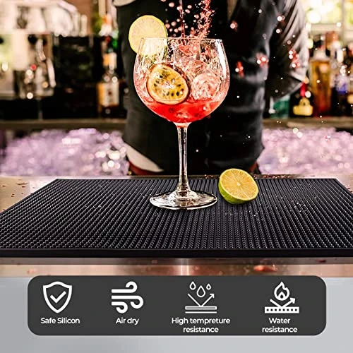 WISHMART | Black Bar Mats Set Of 2 (18x12 Inches) | Drying, Durable And Stylish Spill Mats For Bars, Restaurants, Coffee Shops, Bar Mats For Countertop And Table Top, Non-Spill & Non-Toxic Mats 6 WISHMART | Black Bar Mats Set Of 2 (18x12 Inches) | Drying, Durable And Stylish Spill Mats For Bars, Restaurants, Coffee Shops, Bar Mats For Countertop And Table Top, Non-Spill & Non-Toxic Mats - Image 4