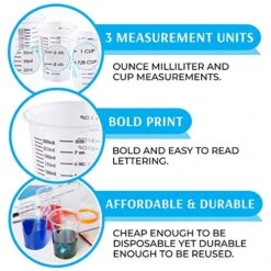 Disposable Mixing Cups Pack Of 25 8oz Graduated Clear Plastic Measuring Cups Multipurpose Mixing Resin Epoxy Paint Stain Art Supplies Cooking & Baking Calibrated Measurements In ML & OZ -KitchenAid Shop 51J0LaNvWKL
