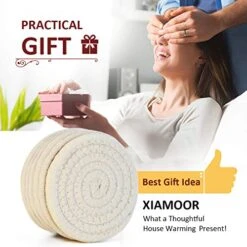 Bsorbent Drink Coasters Handmade Braided Drink Coasters 6 Pack (4.3 Inch, Round, 8mm Thick) Super Absorbent Heat-Resistant Coasters For Drinks Great Housewarming Gift (Beige, 6 Pack) -KitchenAid Shop 51J46BEUChL