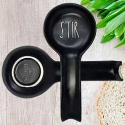 Ae Dunn"Stir" Spoon Rest - In BLACK Artisan Collection By Magenta - The Perfect Addition To Your Kitchen! Beautiful Black Color With Large Contrasting LL Font Lettering Spelling The Word"STIR" -KitchenAid Shop 51J52mVbvBL