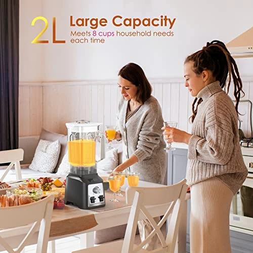 Smoothie Blender Maker, 1450W Powerful Blenders For Kitchen With Time Display, Stepless Control, 2L BPA-Free Tritan Container, 8 Sharp Blades, Jug Kitchen Blender With 30000 RPM High Speed, Ice Crush Blender For Shakes/Smoothies/Ice/Soup/Nut 7 Smoothie Blender Maker, 1450W Powerful Blenders For Kitchen With Time Display, Stepless Control, 2L BPA-Free Tritan Container, 8 Sharp Blades, Jug Kitchen Blender With 30000 RPM High Speed, Ice Crush Blender For Shakes/Smoothies/Ice/Soup/Nut - Image 5