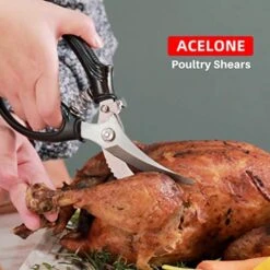 CELONE Poultry Shears - Heavy Duty Kitchen Chicken Shears With Anti-Slip Handle & Safety Lock - Poultry Scissors For Meat, Game, Chicken, Bone, Poultry & More - Spring Loaded. -KitchenAid Shop 51J8OniKowL
