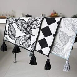 Black And White Diamond Woven Table Runner - 14 X 71 Inch Checker Runner Table Centerpiece For Dining Home Decor, Indoor Parties, Holiday Events Tassel Table Runner 13 Black And White Diamond Woven Table Runner - 14 X 71 Inch Checker Runner Table Centerpiece For Dining Home Decor, Indoor Parties, Holiday Events Tassel Table Runner -KitchenAid Shop 51JBNKiGv9L