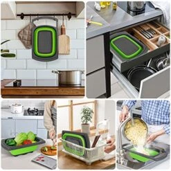 Colander Silicone, AKosco Strainer Collapsible With Extendable Handle Over The Sink Colander Drain Basket For Pasta Vegetable Fruit Dishes Home Kitchen -KitchenAid Shop 51JJ9SJltAL