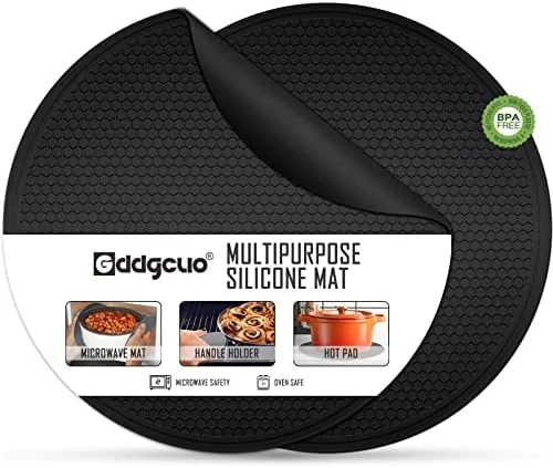 Multi-Purpose Microwave Mat, 12" Silicone Microwave Mats Round, BPA Free Heat Resistant Trivets, Pot Holders, Microwave & Dishwasher Safe (Black, 2Pcs) 10 Multi-Purpose Microwave Mat, 12" Silicone Microwave Mats Round, BPA Free Heat Resistant Trivets, Pot Holders, Microwave & Dishwasher Safe (Black, 2Pcs) - Image 8