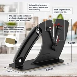 Knife Sharpener Auto-adjust, Ergonomic Handle Classic Kitchen Knife Accessories Original Premium Polish Restore Dull Blades Fan-shaped Tungsten Carbide Really Works For Steel Knives Scissors -KitchenAid Shop 51JSsOiUL2L