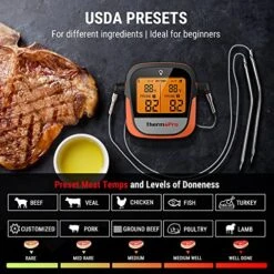 TP902 450-ft Wireless Meat Thermometer Digital With Dual Probe, Bluetooth Meat Thermometer For Cooking, Wireless Thermometer For Grilling, Smoker Accessories BBQ Thermometer For Beef Turkey 13 TP902 450-ft Wireless Meat Thermometer Digital With Dual Probe, Bluetooth Meat Thermometer For Cooking, Wireless Thermometer For Grilling, Smoker Accessories BBQ Thermometer For Beef Turkey -KitchenAid Shop 51JTE8X6dRL