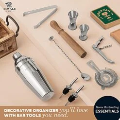Ixology Bartender Kit With Wooden Stand - Great Housewarming Gift -12 Piece Bar Tools Set With Cocktail Kit Cards - Premium Bartending Kit For A Fun Bar Set - Stainless Steel Cocktail Shaker Set -KitchenAid Shop 51JXh6ZLSAL