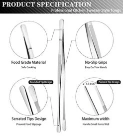 2 Pcs 12-Inch Cooking Tweezers Stainless Steel, Straight Food Tweezers, Professional Kitchen Tweezers/Forceps For Cooking Repairing And BBQ (12-Inch, Silver) -KitchenAid Shop 51JgC6LhVML