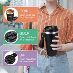 16oz Tumbler With 2-in-1 Straw Lid, Insulated Leak Proof Double Walled Stainless Steel Coffee Travel Mug - Keeps Cold For 24 Hours Or Hot For 10 Hours -KitchenAid Shop 51JjjOCVuCL