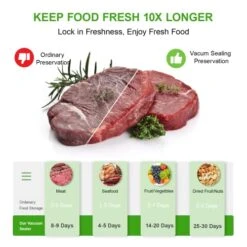 Vacuum Sealer, 70 Kpa Powerful Automatic Food Saver Vacuum Sealer Machine With Moist/Dry Modes, Food Sealer Vacuum Sealers For Food Storage & Sous Vide With 15 Seal Bags & 1 Air Suction Hose