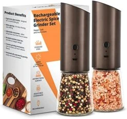 Rechargeable Electric Pepper Grinder, Automatic Gravity Salt Mill With Adjustable Coarseness, Brushed Stainless Steel, Ceramic Blades And Refillable Glass (Silver Grinder - 1 Unit) -KitchenAid Shop 51JnZV5VCoL. AC