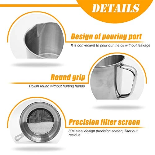 Bacon Grease Container,Kitchen Oil Container Can With Strainer And Anti-slip Coaster Tray For Store Meat Frying Oil And Cooking Grease Storage 5 Bacon Grease Container,Kitchen Oil Container Can With Strainer And Anti-slip Coaster Tray For Store Meat Frying Oil And Cooking Grease Storage - Image 3