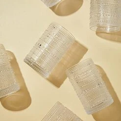 Set Of 6 Vintage Drinking Glasses, 12 Oz Clear Hobnail Glasses Tumbler, Embossed Design Glassware For Beverages, Water, Juice, Beer, Cocktail, Whiskey And Milk -KitchenAid Shop 51JonDReYWL