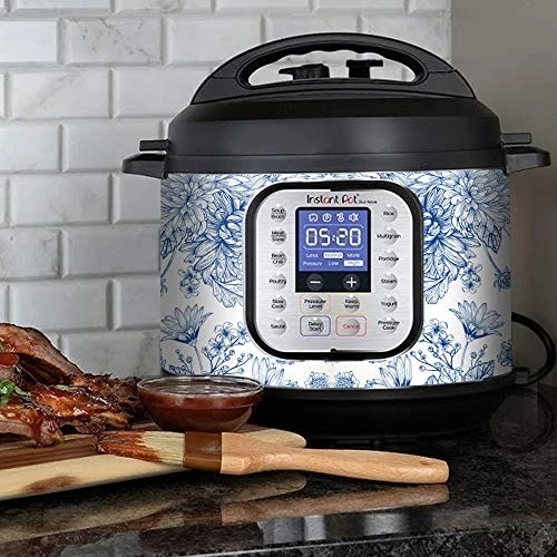 Wrap For Instant Pot Accessories 8 Quart Duo Nova 8 Quart Cover Sticker | Wraps Fit InstaPot Duo Nova 8 Quart ONLY | Sunflower Plant Blue Line Art 4 Wrap For Instant Pot Accessories 8 Quart Duo Nova 8 Quart Cover Sticker | Wraps Fit InstaPot Duo Nova 8 Quart ONLY | Sunflower Plant Blue Line Art - Image 2