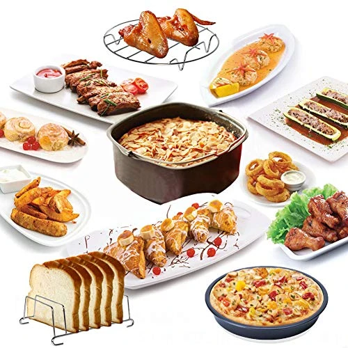 Square Air Fryer Accessories 11 Pcs With Recipe Cookbook Compatible For Philips Air Fryer, COSORI And Other Square AirFryers And Oven, Deluxe Deep Fryer Accessories Set Of 12 (8 Inch) 8 Square Air Fryer Accessories 11 Pcs With Recipe Cookbook Compatible For Philips Air Fryer, COSORI And Other Square AirFryers And Oven, Deluxe Deep Fryer Accessories Set Of 12 (8 Inch) - Image 6