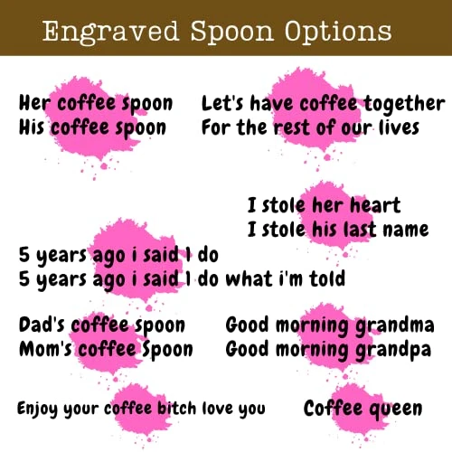 Edding Anniversary Gifts For Couple, 2 Pcs Personalized Coffee Spoon Couple Gifts - Engagement Gifts For Fiancee Fiance, Bridal Shower Gifts For Bride - Christmas Coffee Lovers Gifts For Her Him 7 Edding Anniversary Gifts For Couple, 2 Pcs Personalized Coffee Spoon Couple Gifts - Engagement Gifts For Fiancee Fiance, Bridal Shower Gifts For Bride - Christmas Coffee Lovers Gifts For Her Him - Image 5