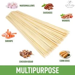 Authentic Bamboo Marshmallow Smores Sticks - 40 Extra Long 30" Roasting Sticks - 5mm Heavy-Duty Bamboo Skewers - Thick Smore Sticks - Ideal For Grilling - Marshmallow Sticks Camping -KitchenAid Shop 51K3CDv2psL