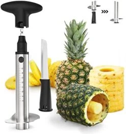 Pineapple Corer With Knife, [Upgraded, Electric & Manual] Stainless Steel Fruit Pineapple Cutter With Electric Drill Accessory, Pineapple Slicer Core Remover Kitchen Tool With Measure Mark -KitchenAid Shop 51K6hvvjdL. AC