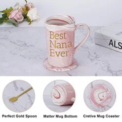 Best Nana Ever Funny Coffee Mug Nana Gifts For Women Grandma Mothers Day Gifts For Nana Women From Grandchildren Grandson Grandkids Grandma Marble Cup 14 Oz Pink With Gift Box -KitchenAid Shop 51K7jwOONiL