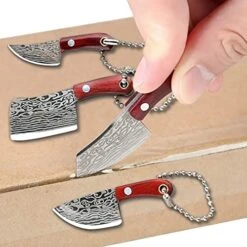 Damascus Pocket Knife Set Mini Chef Knife Set Tiny Knife Cleaver For Package Opener Box Cutter - Set Of 4 -KitchenAid Shop 51KBXyn99KL
