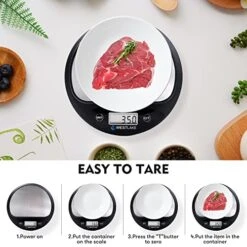 Food Scale Digital 304 Stainless Steel Kitchen Scale For Food Ounces And Grams For Food Weight Loss, LCD Display For Cooking Or Baking, Black (Without Battery) -KitchenAid Shop 51KMWbhImRL