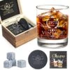 50th Birthday Gifts For Men Whiskey Glass Set - 50th Birthday Decorations, Party Supplies - 50 Year Anniversary, Bday Gifts Ideas For Him, Dad, Husband, Friends - Wood Box & Whiskey Stones & Coaster -KitchenAid Shop 51KQW6XiduL