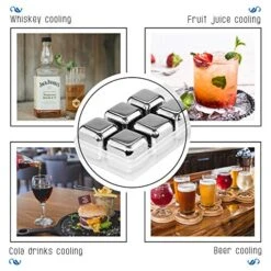 6PCS Whiskey Stones Stainless Steel Ice Cubes, Reusable Metal Ice Stones, Freezer Storage Tray For Beer Wine Cooler, Pub Bar Accessories 7 6PCS Whiskey Stones Stainless Steel Ice Cubes, Reusable Metal Ice Stones, Freezer Storage Tray For Beer Wine Cooler, Pub Bar Accessories -KitchenAid Shop 51KSQ9fWrqL
