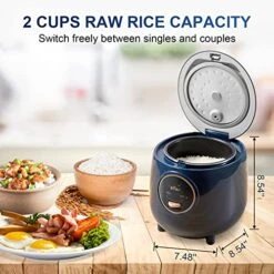 Ear Rice Cooker 4 Cups Cooked, 1.2L Portable Non-Stick Small Travel Rice Cooker, One Button To Cook, With Keep Warm Function, Blue -KitchenAid Shop 51KUGk7NmBL